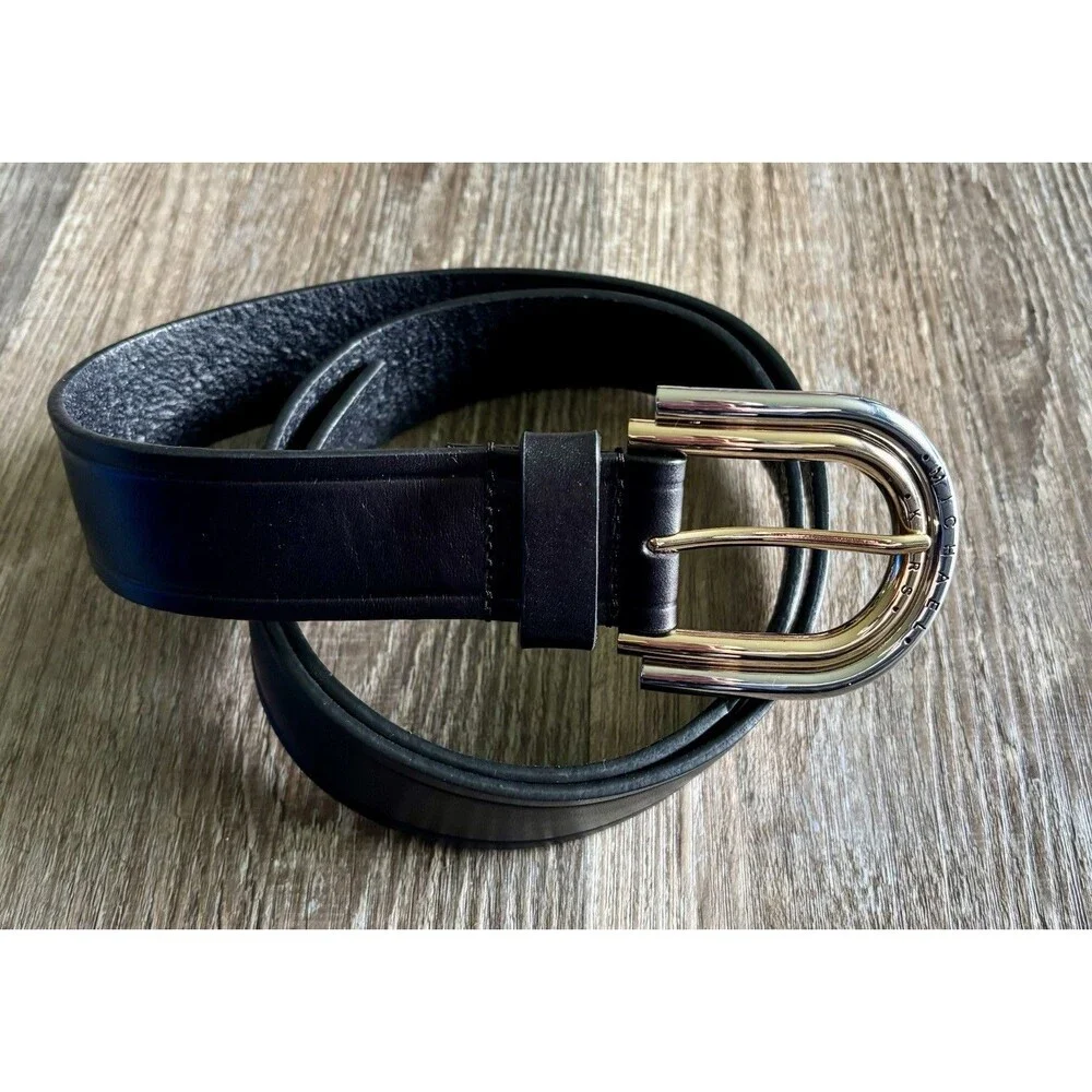 Michael Kors Women’s Double-Buckle Black Leather Belt Women’s Size Large NWT $78